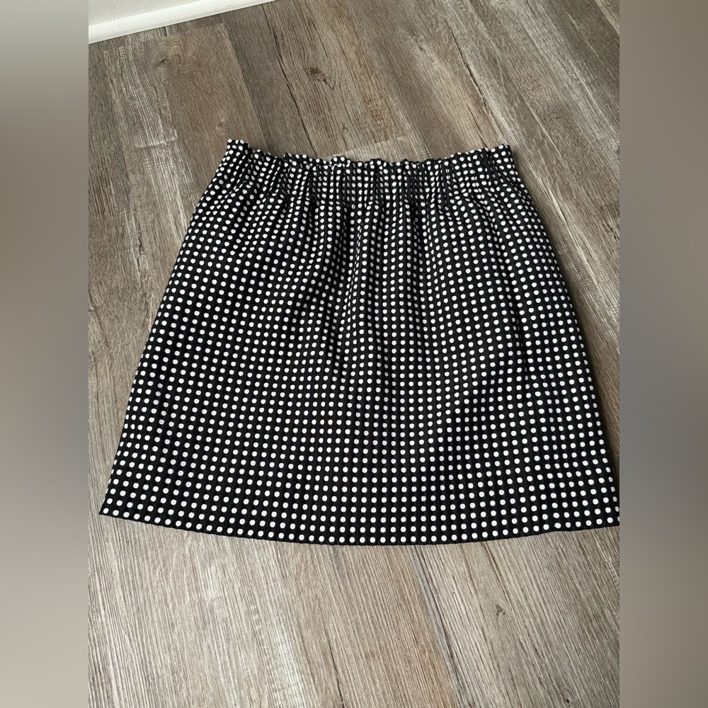 J.Crew Jacquard Black White Polka Dot Funky Mini Skirt Pencil Size 4 Stretchy
